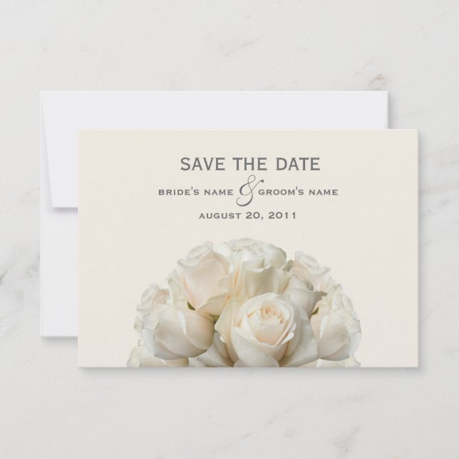 White Roses Wedding Save The Date (Front)