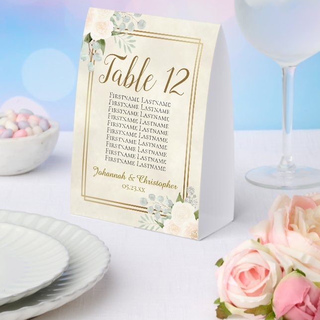 White Roses Wedding Table Number Seating Chart (Insitu(Wedding))