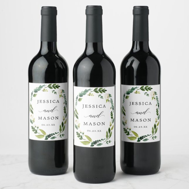 White Roses Wedding Wine Bottle Labels (Bottles)