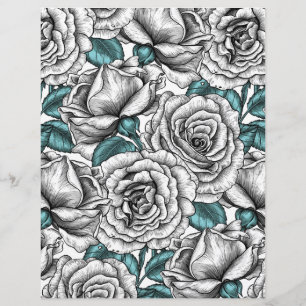 White roses with blue leaves