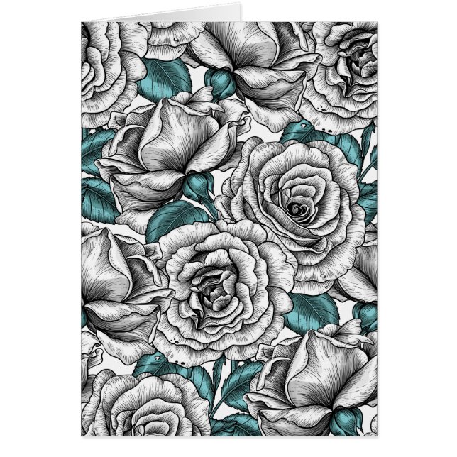 White roses with blue leaves (Front)