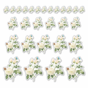 White Roses with Butterflies Stickers