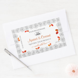 White Roses with Orange Leaves Product Labels Logo