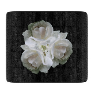 White Roses With Raindrops Bouquet         Cutting Board