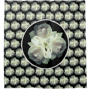 White Roses With Raindrops Bouquet Shower Curtain