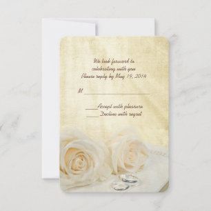 White Roses with rings RSVP Card