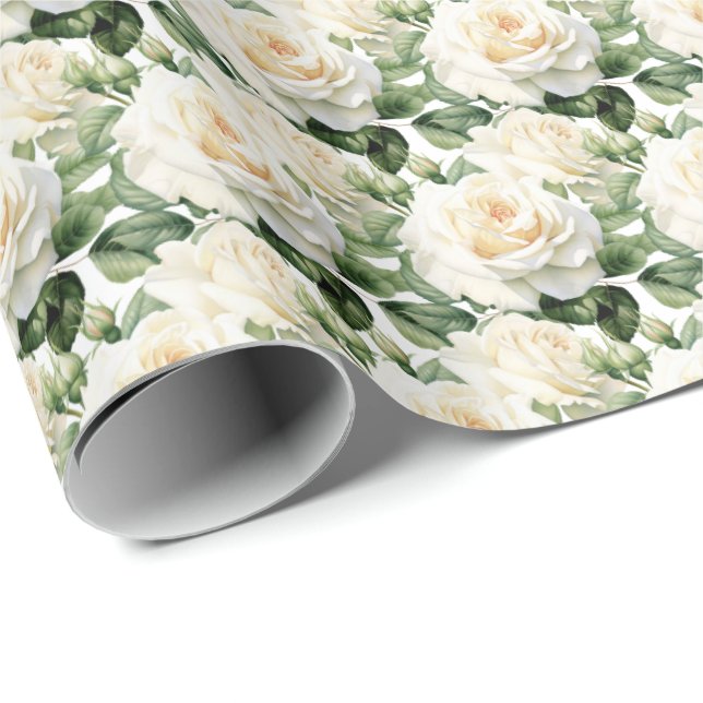 White Roses  Wrapping Paper (Roll Corner)