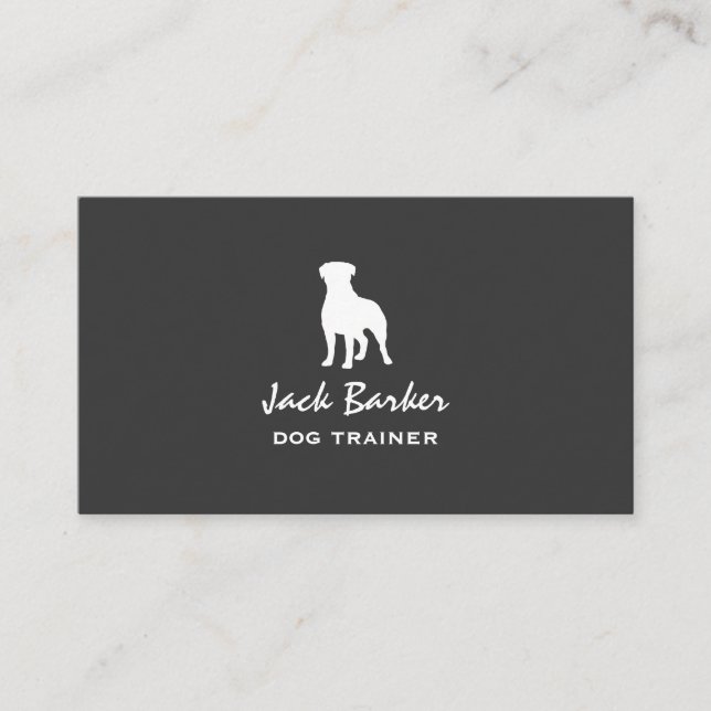 White Rottweiler Silhouette | Simple Rottie Dog Business Card (Front)