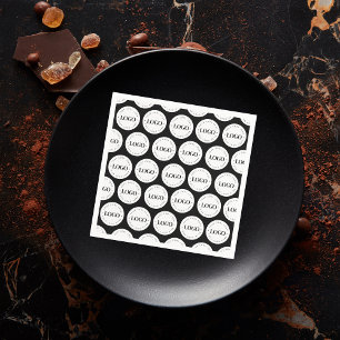 White Round Circle Logo Pattern Business Party Napkin
