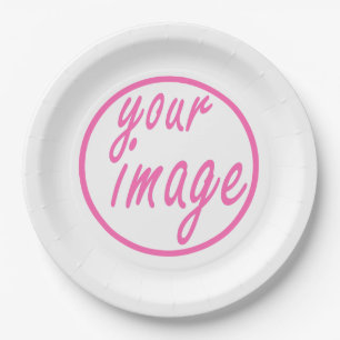 White Round Customisable Image Photo Template Paper Plate