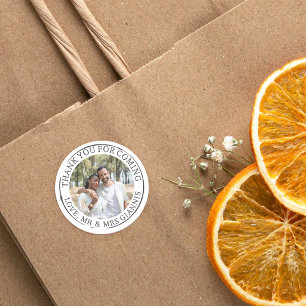 White Round Photo Template Thank You Wedding Classic Round Sticker