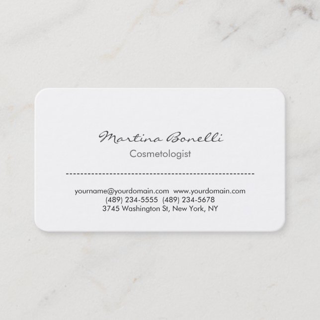 White Rounded Corner Cosmetologist Business Card (Front)