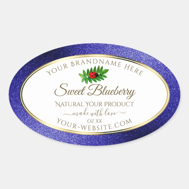 White Royal Blue Glitter Product Labels Ladybug (Front)