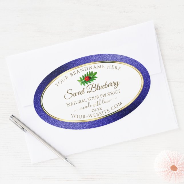 White Royal Blue Glitter Product Labels Ladybug (Envelope)