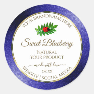 White Royal Blue Glitter Product Labels Ladybug