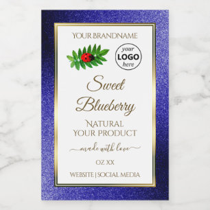 White Royal Blue Product Labels Ladybug with Logo