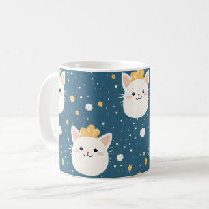 White Royal Cat Pattern Coffee Mug