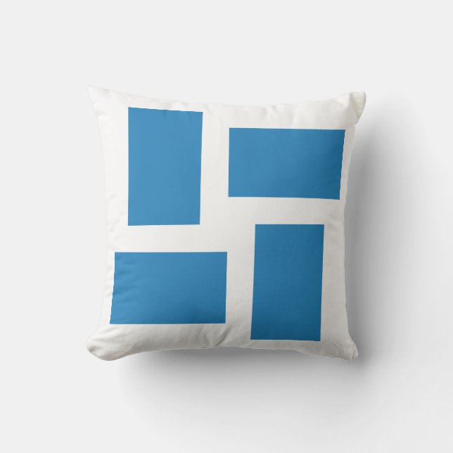 White & Royal Pastel Blue Abstract Design Cushion (Front)
