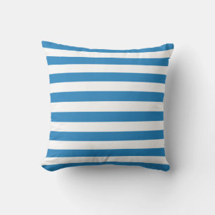 White & Royal Pastel Blue Lines Pattern Cushion
