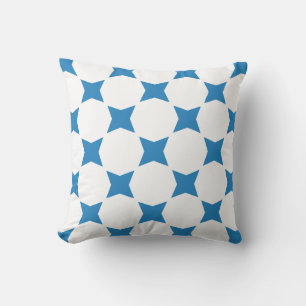 White & Royal Pastel Blue Star Pattern Design Cushion