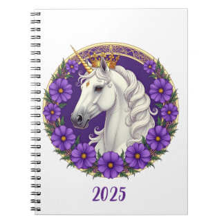 White royal unicorn with purple mallow notebook
