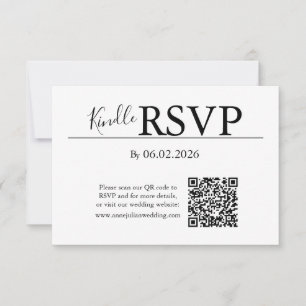 White RSVP QR Code Card for Modern Wedding