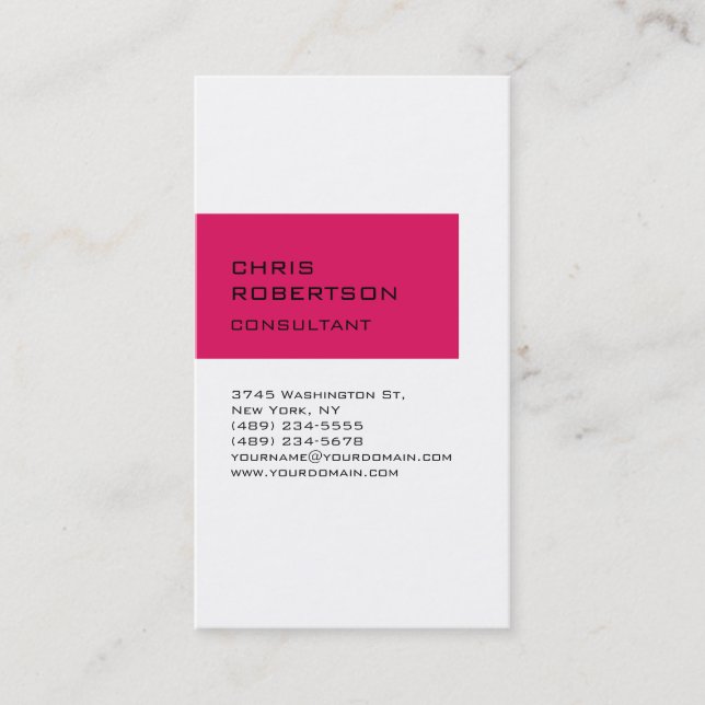 White Ruby Red Attractive Charming Business Card (Front)