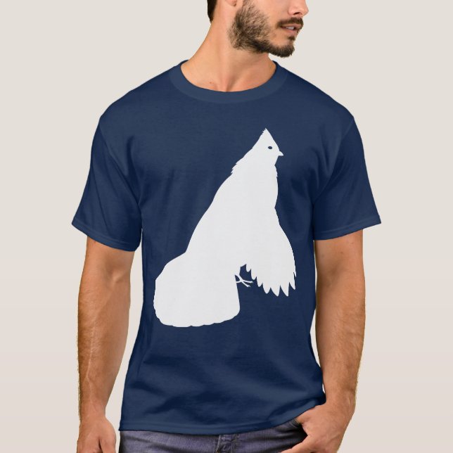 White Ruffed Grouse Bird Print T-Shirt (Front)