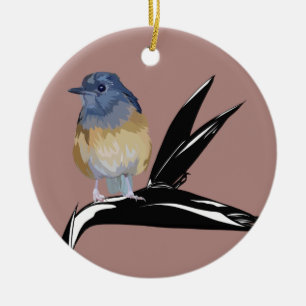 White Rumped Shama bird Ceramic Tree Decoration