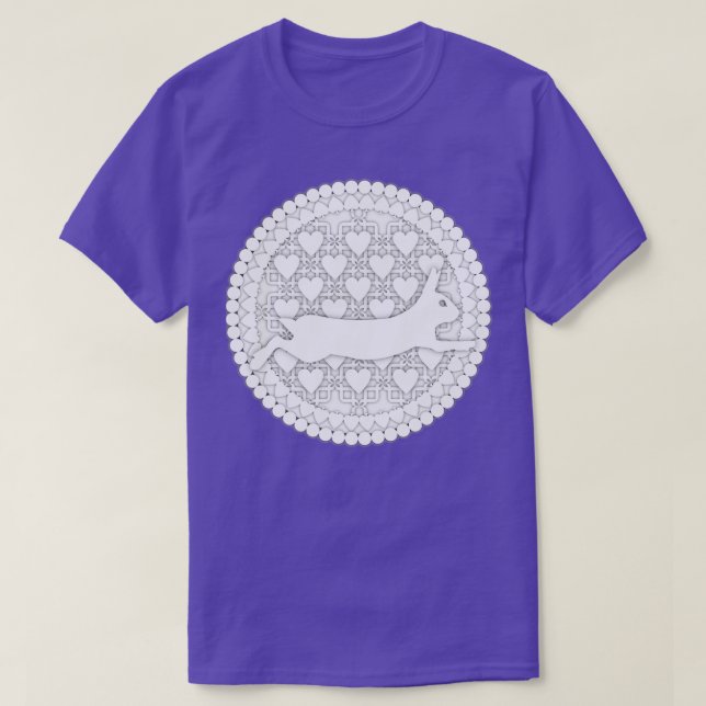 White running rabbit with hearts T-Shirt (Design Front)