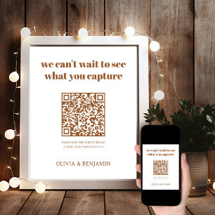 White & Rust   Wedding Photo Share QR Code Sign