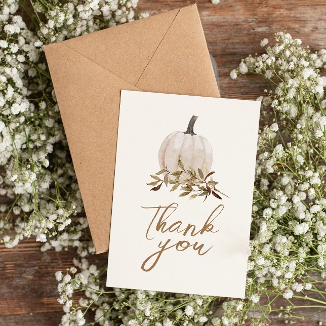 White Rustic Boho Pumpkin Baby Shower Thank You (Creator Uploaded)