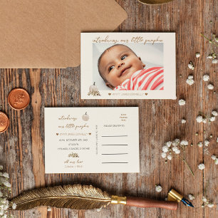 White Rustic Boho Pumpkin Photo Birth Announcement Postcard