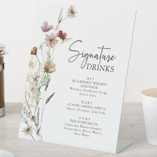White Rustic Boho Signature Drinks Pedestal Sign
