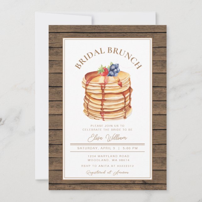 White Rustic Fruit Pancake Bridal Shower Brunch Invitation (Front)