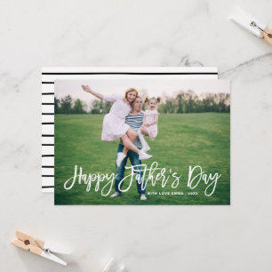 White Rustic Hand Lettering Happy Father's Day Card