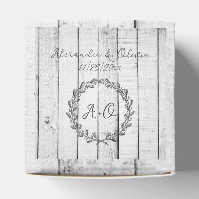 White Rustic Monogram Wedding Favour Box (Top)