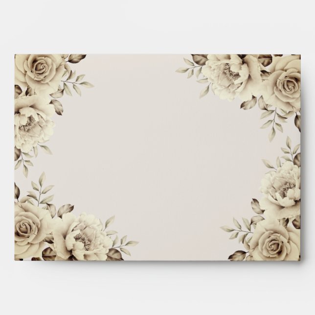 White rustic roses wedding Invitation Envelope (Front)