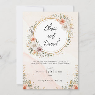 White Rustic Watercolor Floral Free wedding Invitation