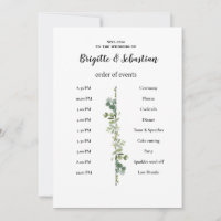 white rustic wedding order of the day poster