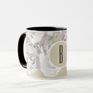White Rustic Winter Roses Shabby Chic Kraft Mug