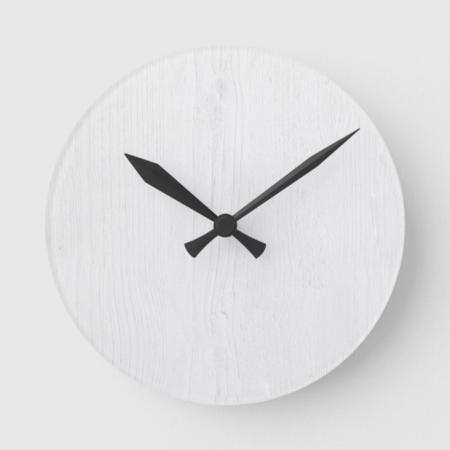 White Rustic Wood Digital Print Wall Clock (Front)