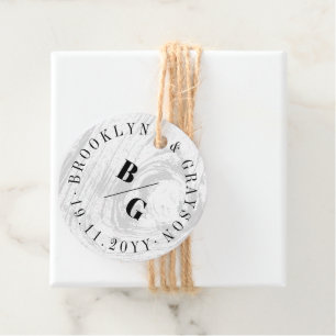 White Rustic Woodgrain Texture Chic Winter Wedding Favour Tags