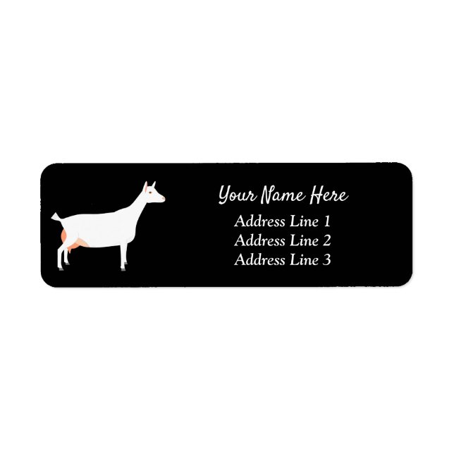 White Saanen Dairy Goat Return Address Label (Front)