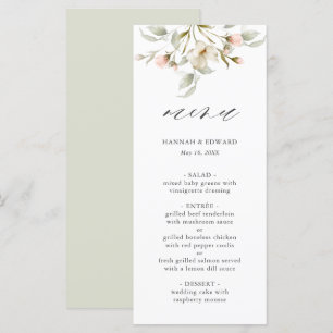 White Sage Blush Elegant Floral Wedding Menu