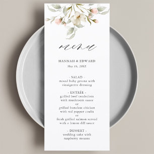 White Sage Blush Elegant Floral Wedding Menu