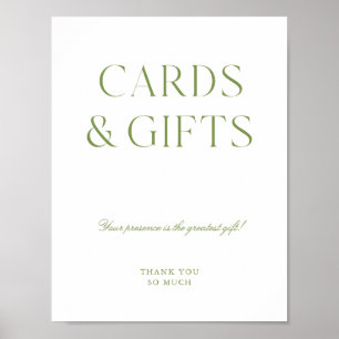 White & Sage Green Cards & Gifts Digital Sign