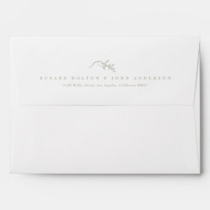 White Sage Green classic botanical Simple Wedding Envelope