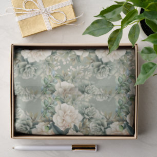 White Sage Green Floral Gift Tissue Paper