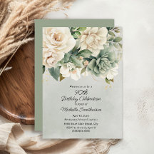 White Sage Green Floral Gold 90th Birthday